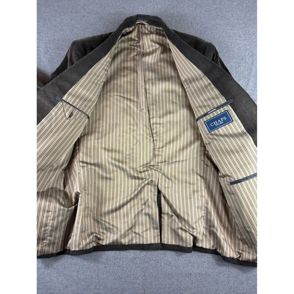 Chaps Corduroy Blazer Mens 42R Brown Elbow Patches Sport Coat Cotton‎ Classic